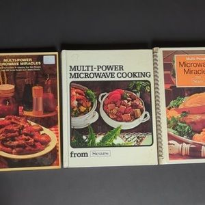 Sears set of 3 Microwave Cooking Cookbooks 1978 HB 1980 PB No date on spiral